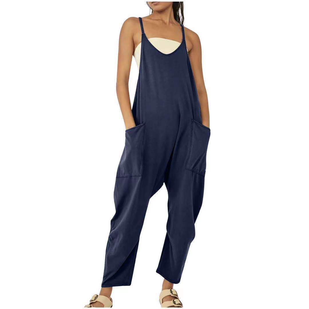 Women's Zipper Pocket Suspenders Jumpsuit Overalls