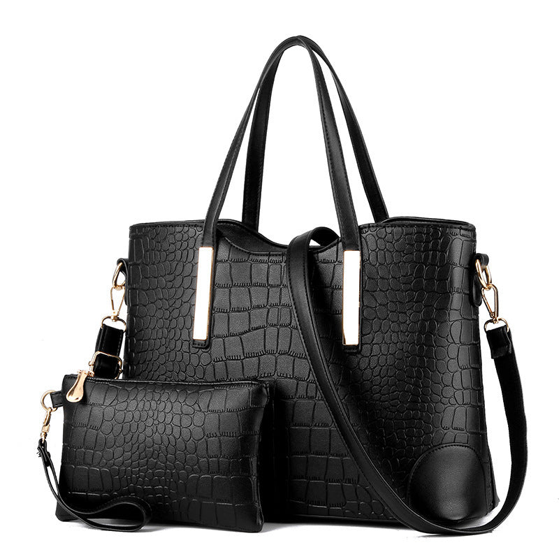 Large-capacity Stone Pattern Women's Crossbody Bag Two-piece Set