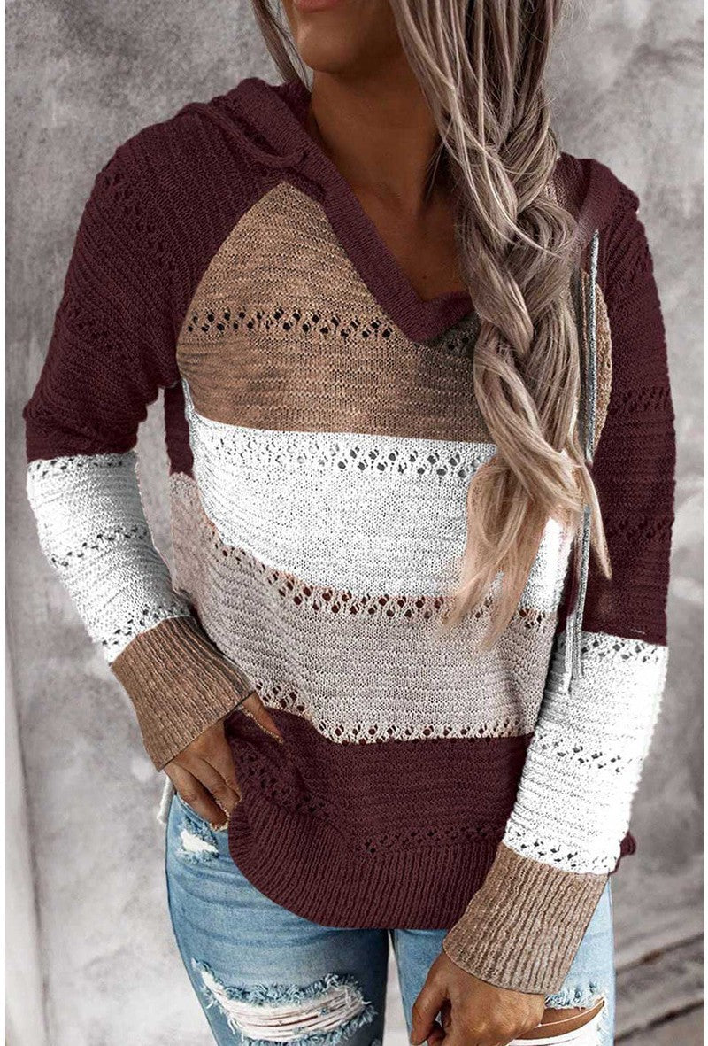 Women's Hooded Knitted Sweaters Autumn Winter Loose Sweater Hoodie