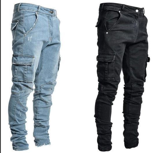 Men's Side Pocket Skinny Jeans Man's Pants