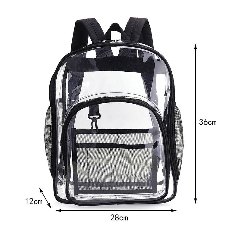 Waterproof PVC Transparent Backpack Large Capacity Student School Bag