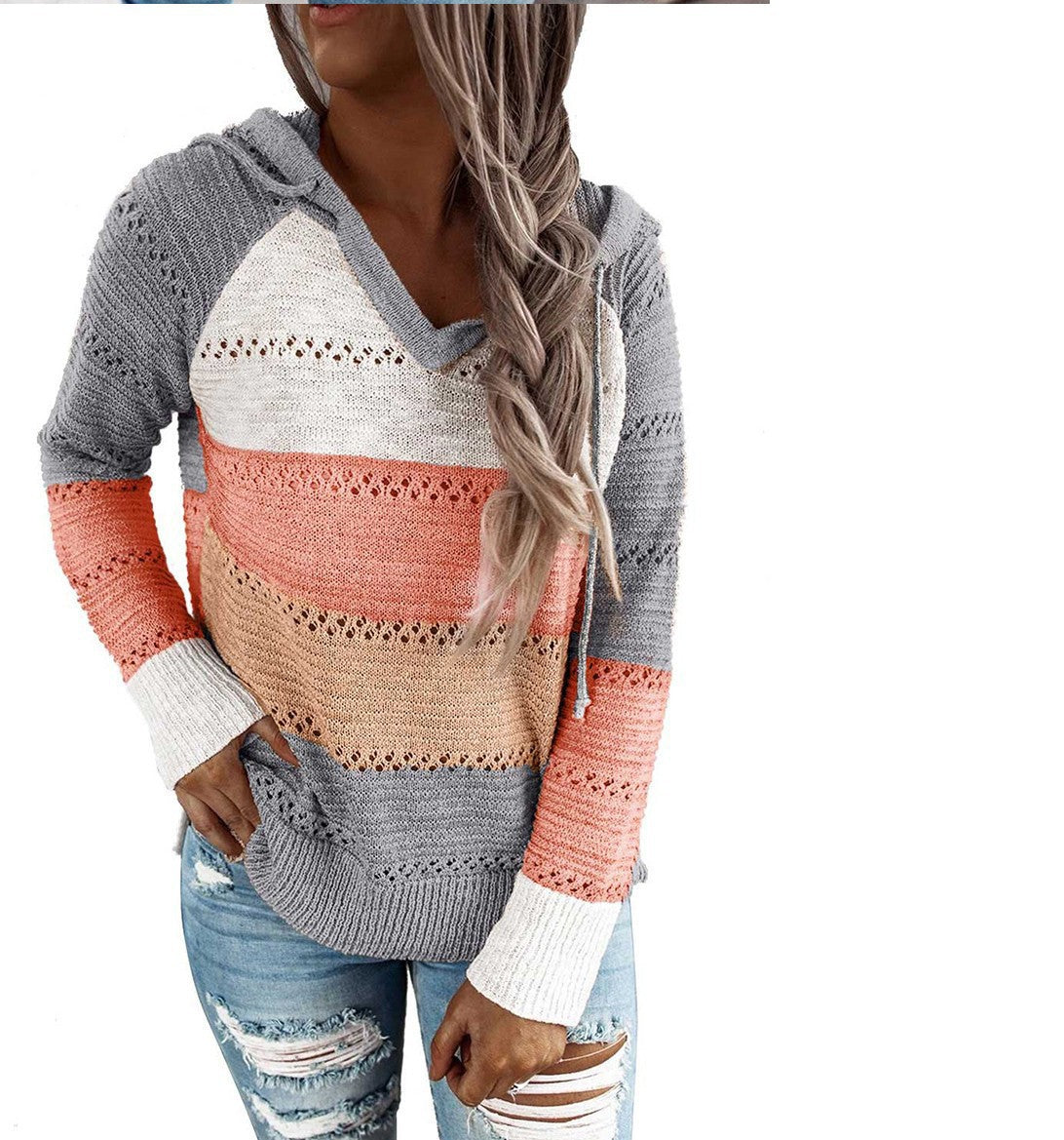 Women's Hooded Knitted Sweaters Autumn Winter Loose Sweater Hoodie