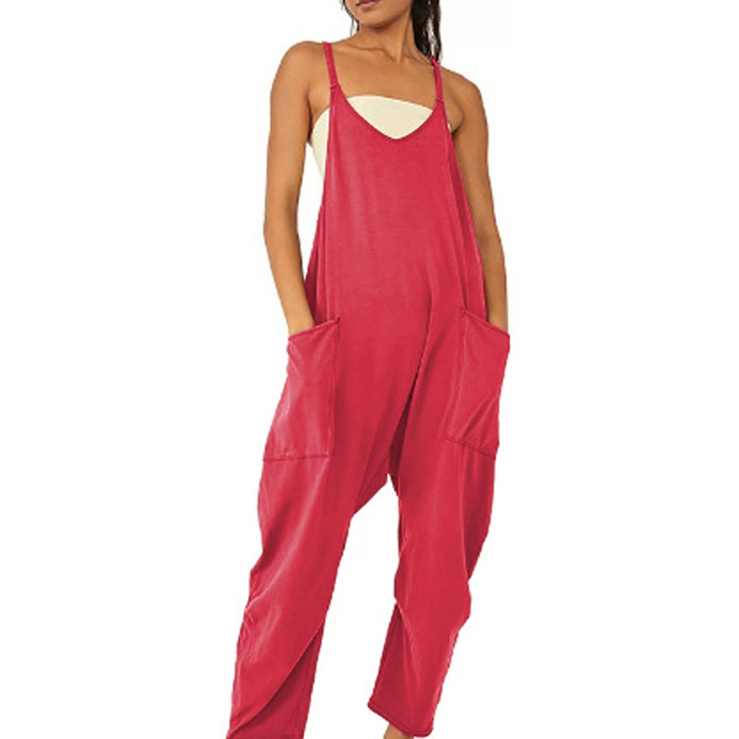 Women's Zipper Pocket Suspenders Jumpsuit Overalls