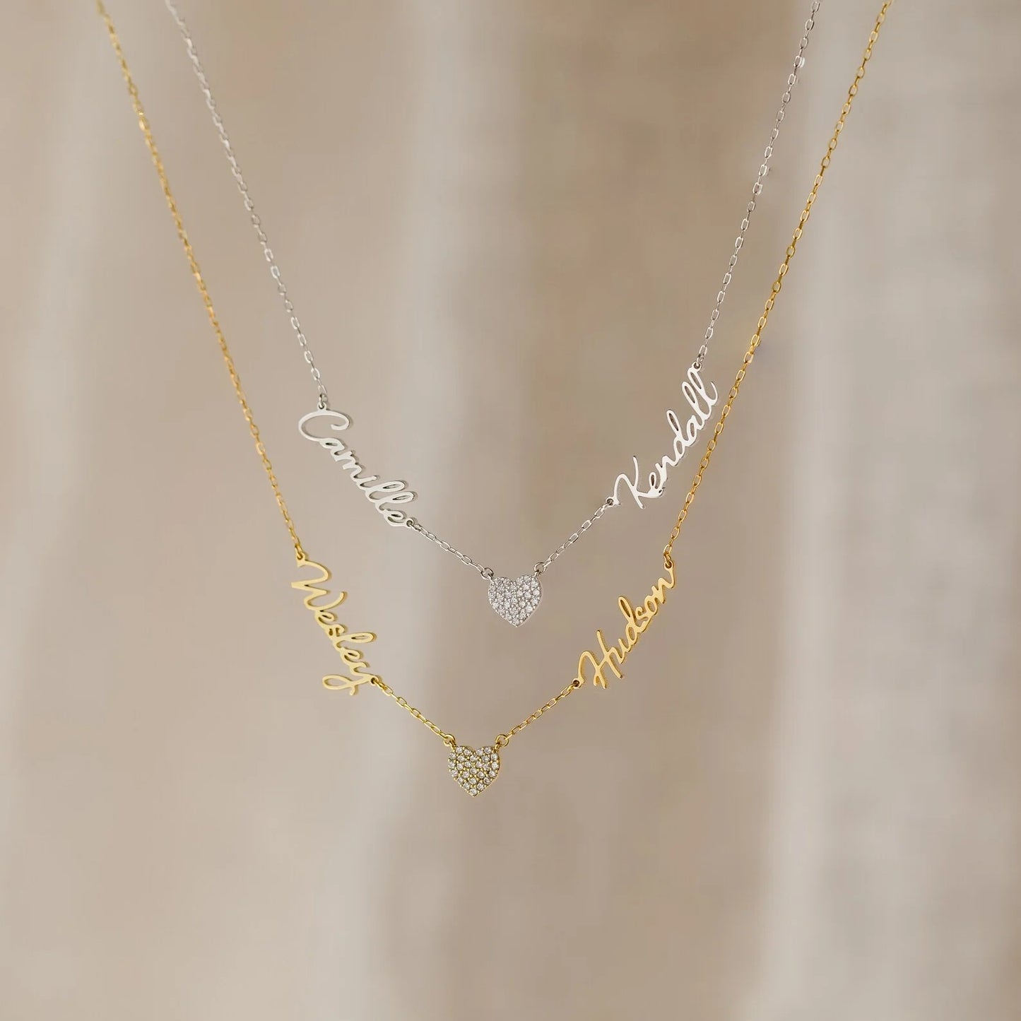 Heart-shaped Necklace with Hollow English Letters