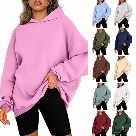 Women's Hooded Pullover Oversized Loose Casual Velvet Sweatshirt Hoodie