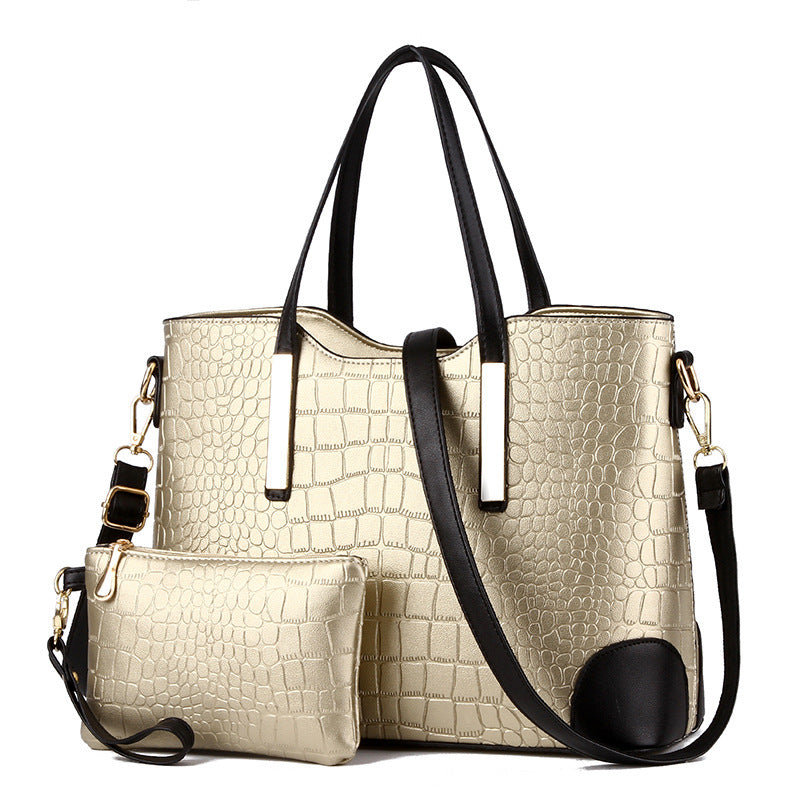 Large-capacity Stone Pattern Women's Crossbody Bag Two-piece Set