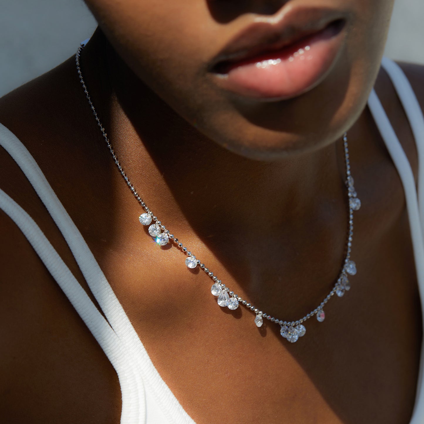 925 Silver Sparkling Galaxy Clavicle Chain 7A Zircon Gypsophila Necklace