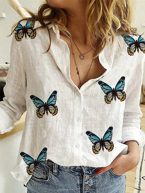 Women's Long Sleeve Loose Leisure Shirts. Lapel Cardigan Oversized Casual Blouses