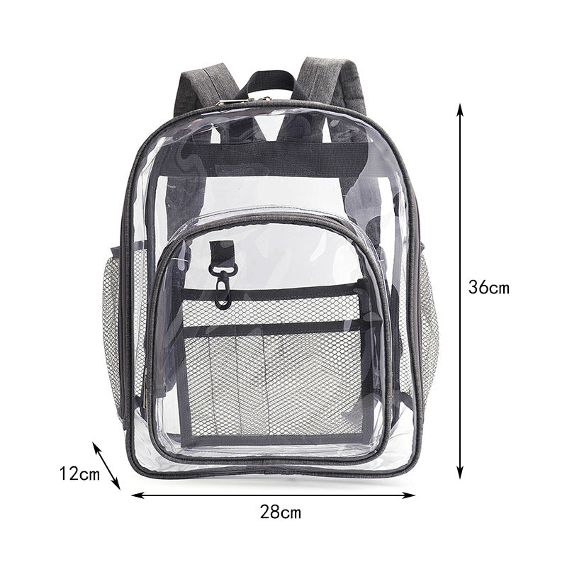 Waterproof PVC Transparent Backpack Large Capacity Student School Bag