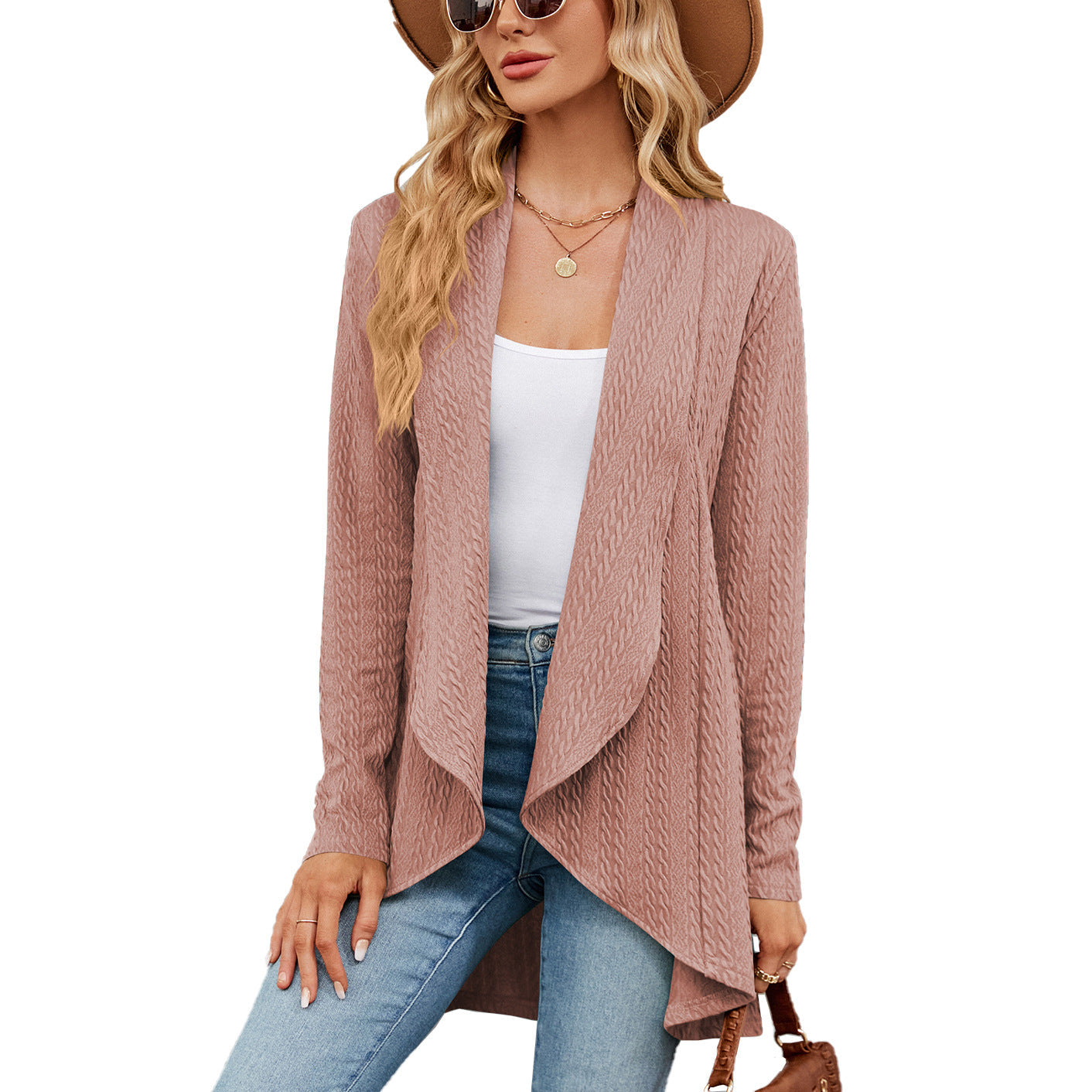 Women's Long-sleeved Solid Color Loose Cardigan Top Knitted Sweater Jacket