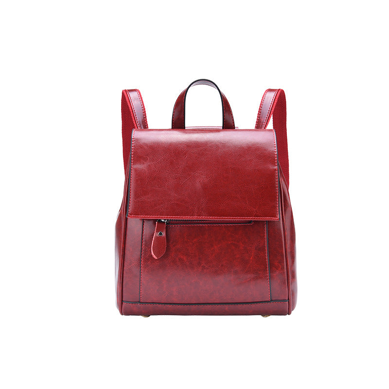 Retro Style Large Capacity Genuine Leather Women's Bag Backpack