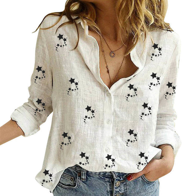 Women's Casual Blouses Lady's Long Sleeve Leisure Oversized Loose Shirts