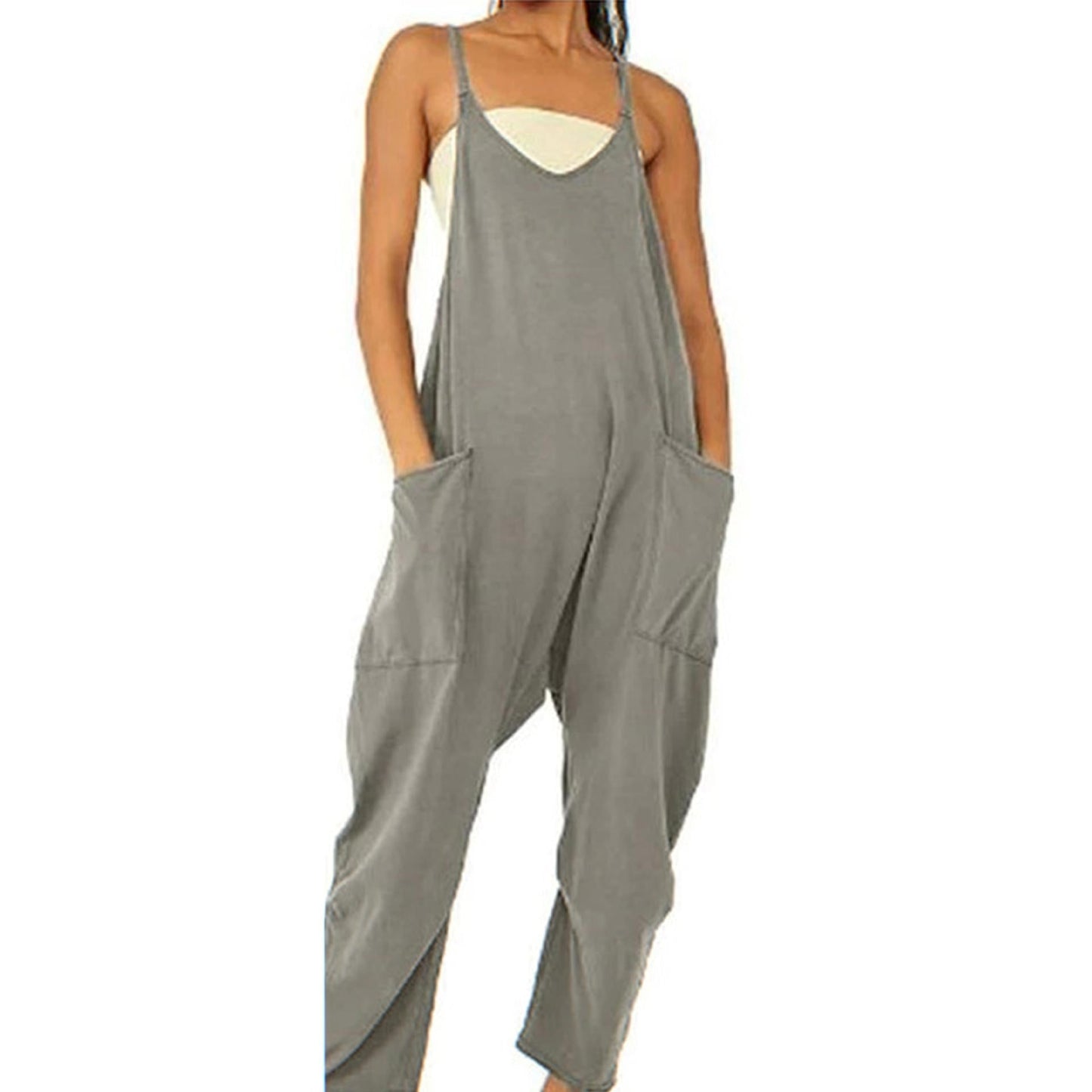 Women's Zipper Pocket Suspenders Jumpsuit Overalls