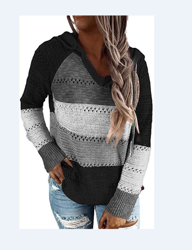 Women's Hooded Knitted Sweaters Autumn Winter Loose Sweater Hoodie