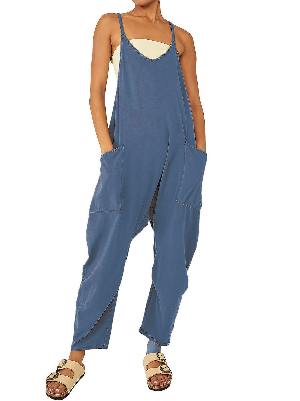 Women's Zipper Pocket Suspenders Jumpsuit Overalls