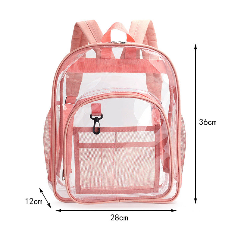 Waterproof PVC Transparent Backpack Large Capacity Student School Bag