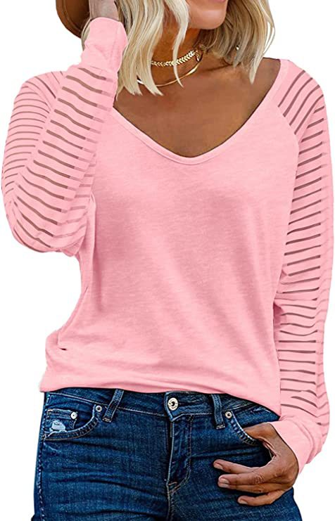 Women's Long-sleeved Tops Striped Patchwork Casual Loose Shirt