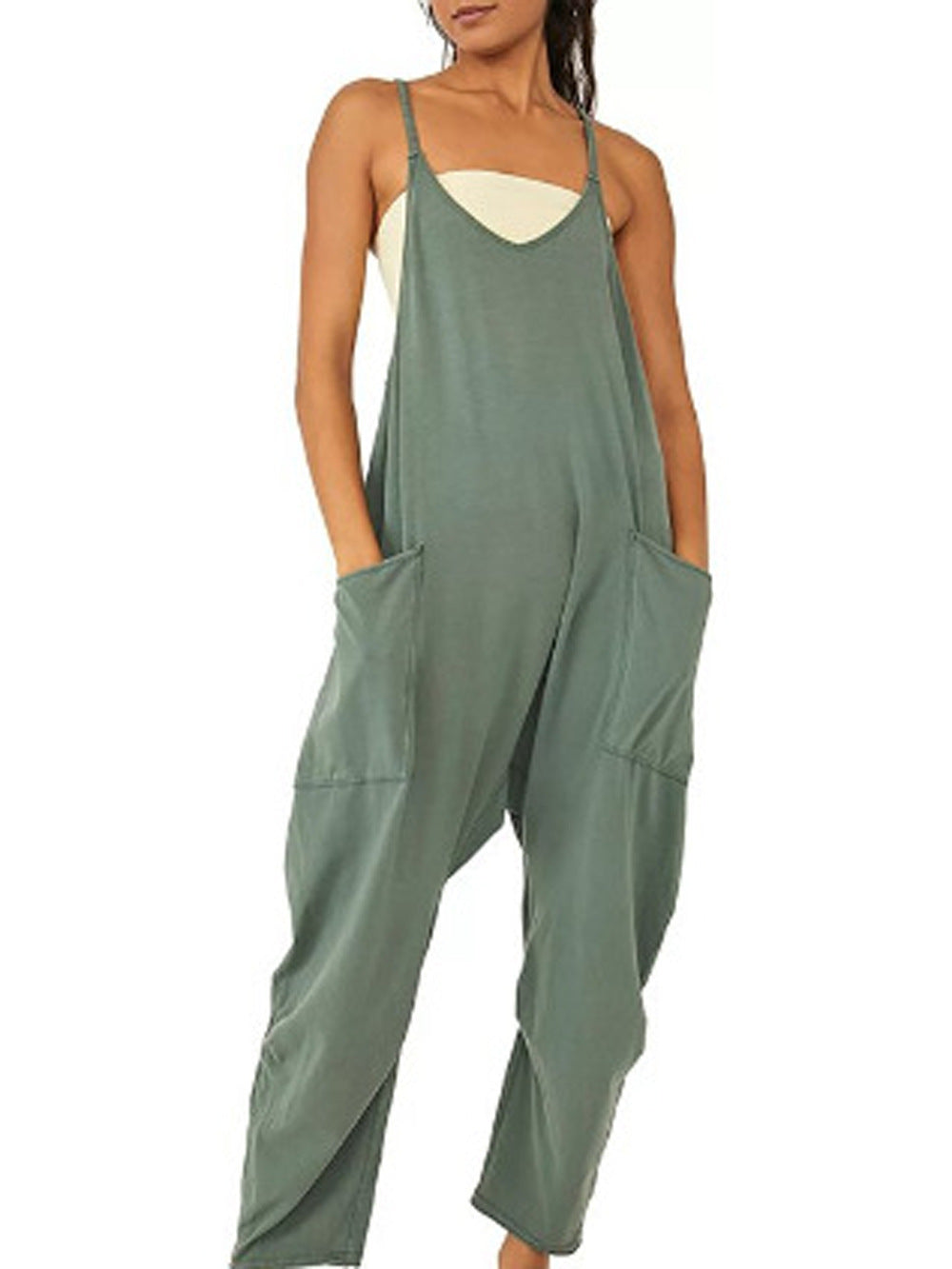 Women's Zipper Pocket Suspenders Jumpsuit Overalls