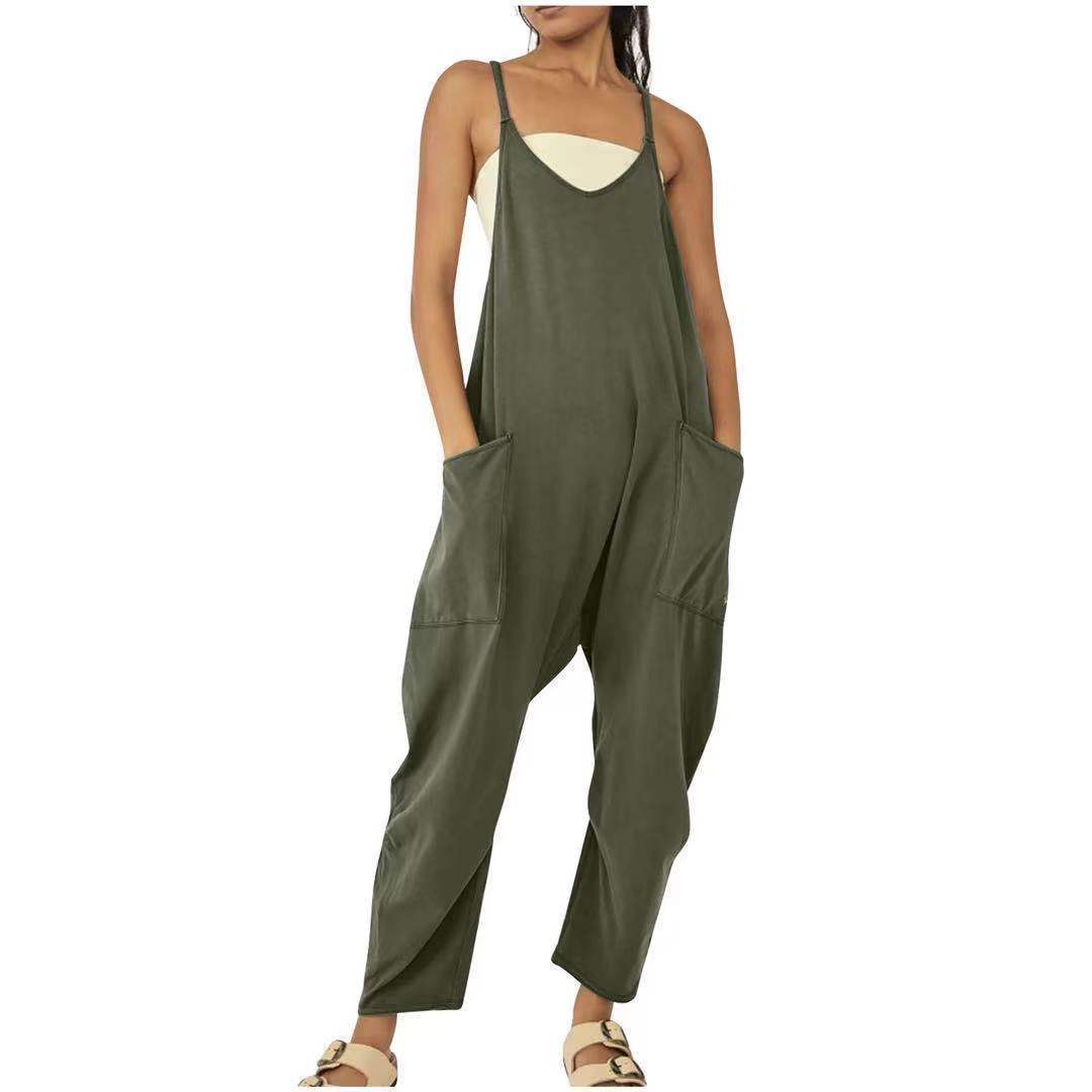 Women's Zipper Pocket Suspenders Jumpsuit Overalls