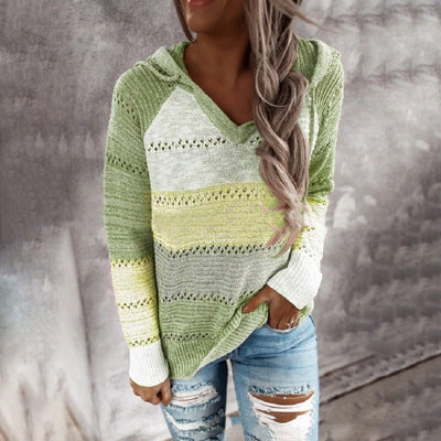 Women's Hooded Knitted Sweaters Autumn Winter Loose Sweater Hoodie