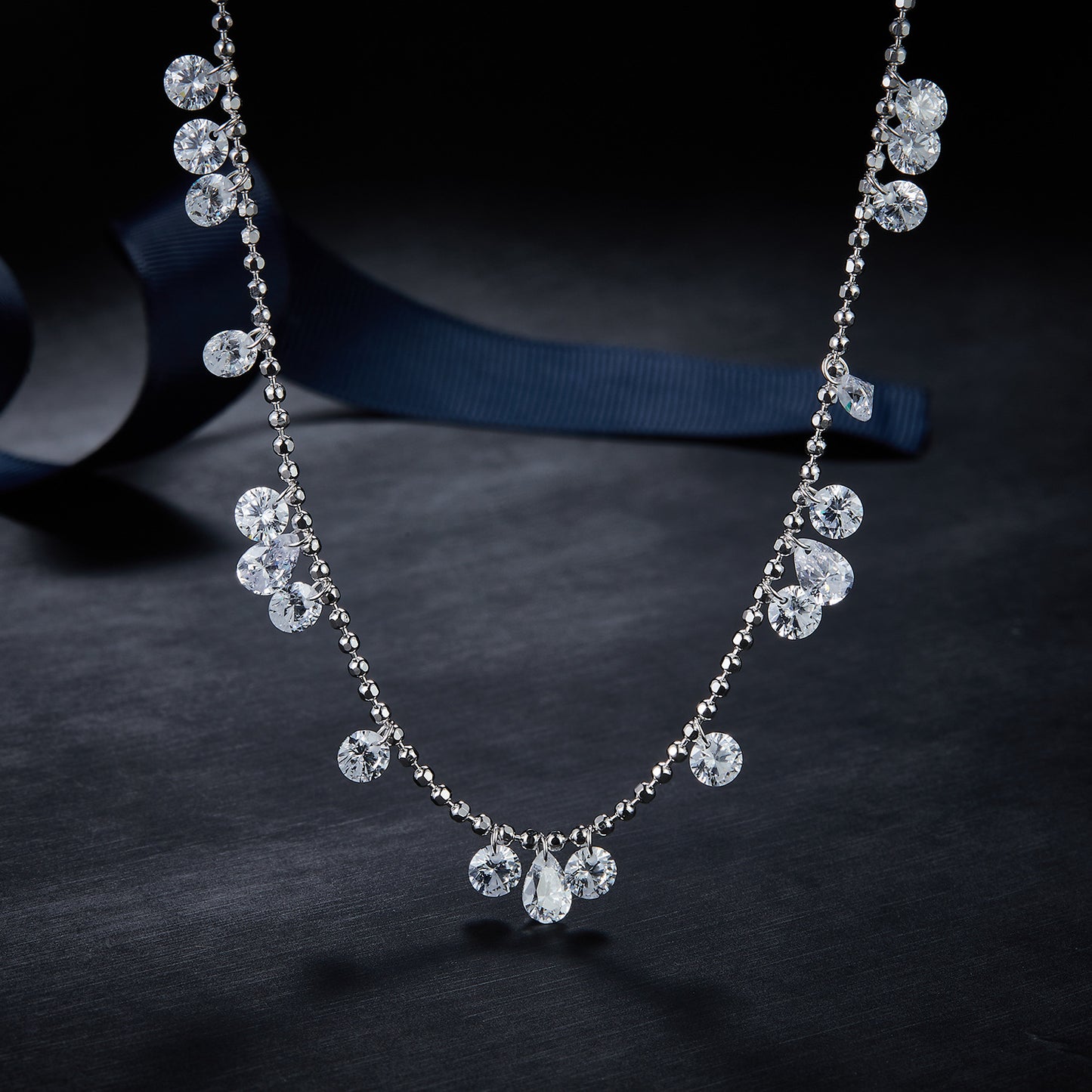 925 Silver Sparkling Galaxy Clavicle Chain 7A Zircon Gypsophila Necklace