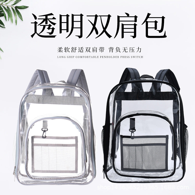 Waterproof PVC Transparent Backpack Large Capacity Student School Bag