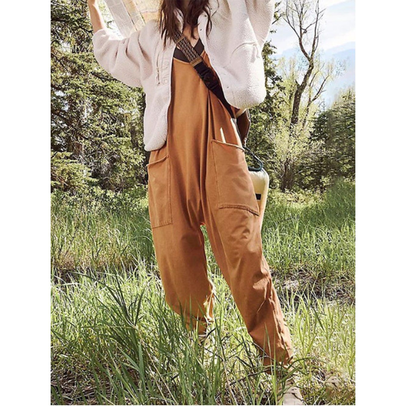 Women's Zipper Pocket Suspenders Jumpsuit Overalls