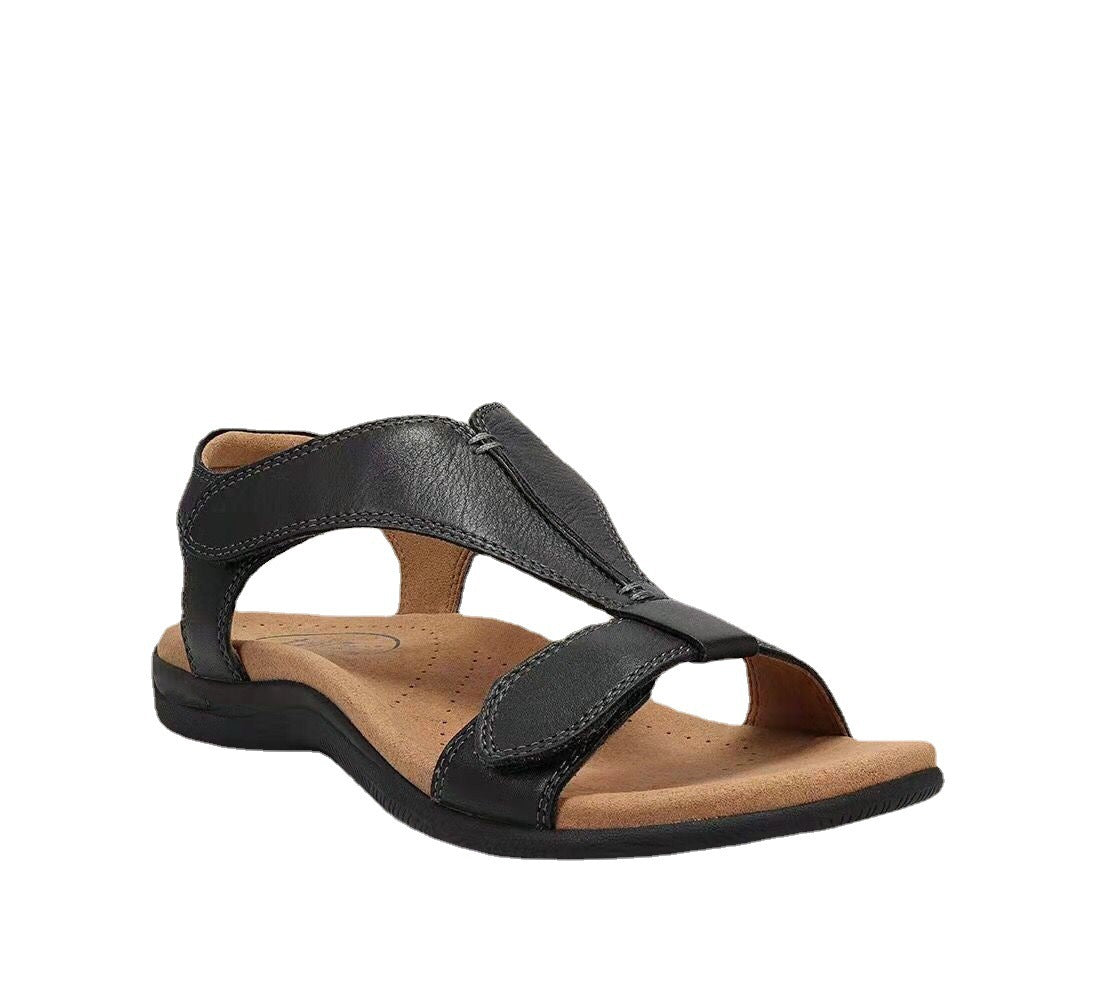 Women's Large Size Thick Sole Wedge Velcro Strap Sandal