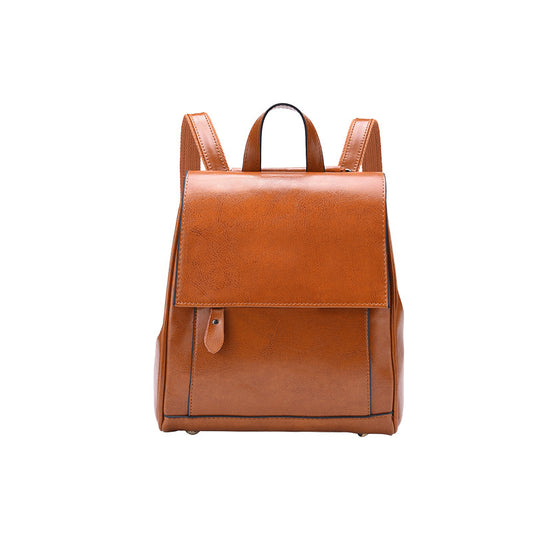 Retro Style Large Capacity Genuine Leather Women's Bag Backpack