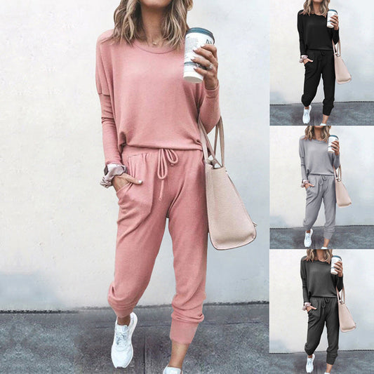 Women's Autumn and Winter Solid Color Long-sleeved Casual Loose Suit