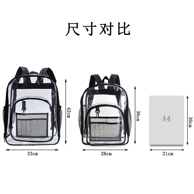 Waterproof PVC Transparent Backpack Large Capacity Student School Bag