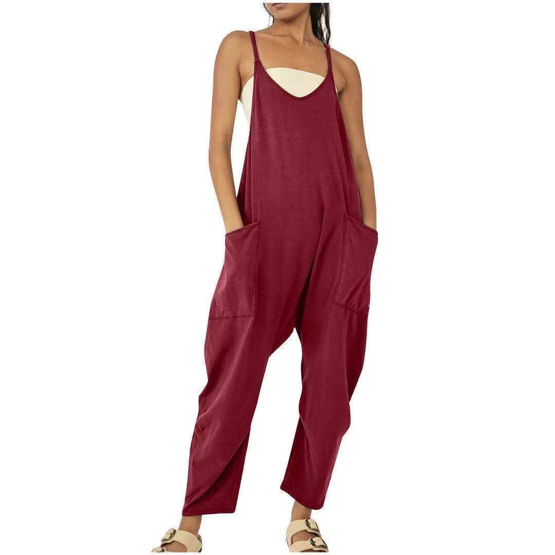 Women's Zipper Pocket Suspenders Jumpsuit Overalls